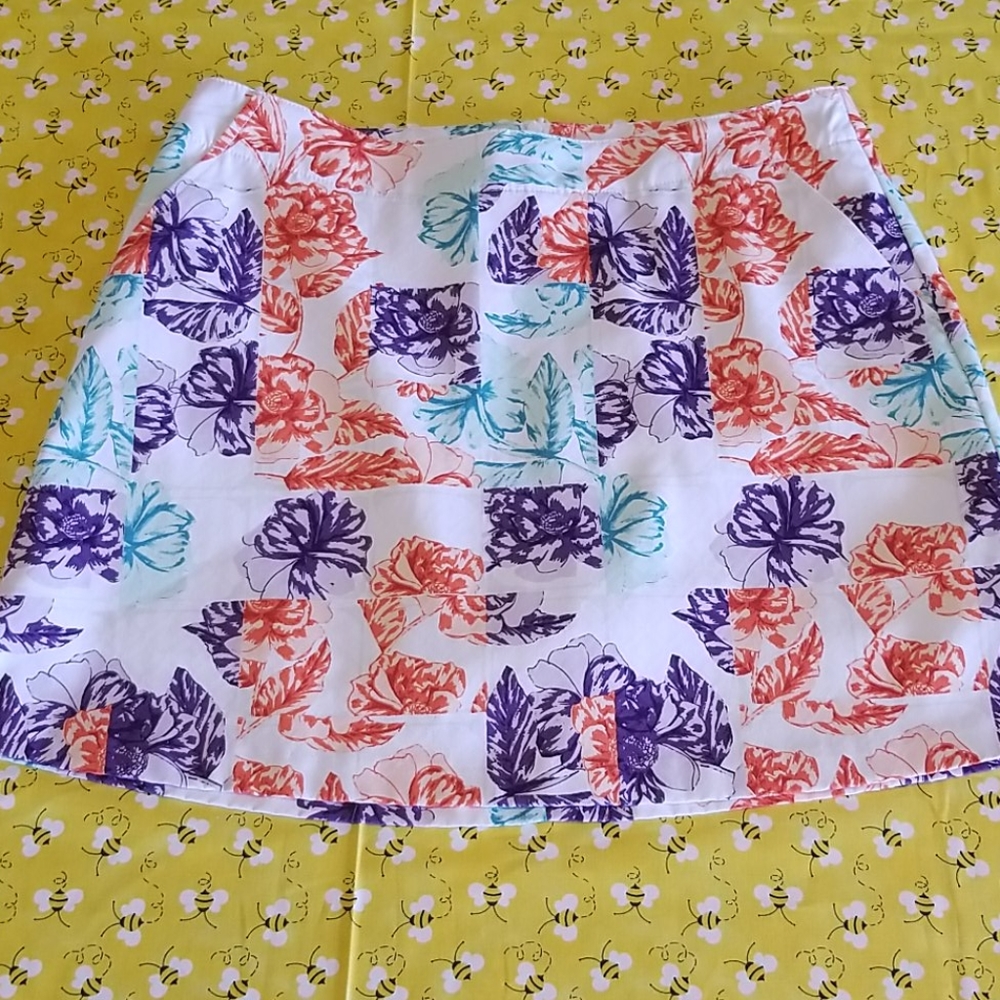 Lady Hagen Floral Skort in Purple, Orange, Teal on White